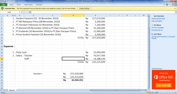 TBI Kelapa Gading Income Statement (No Tax) November 2010